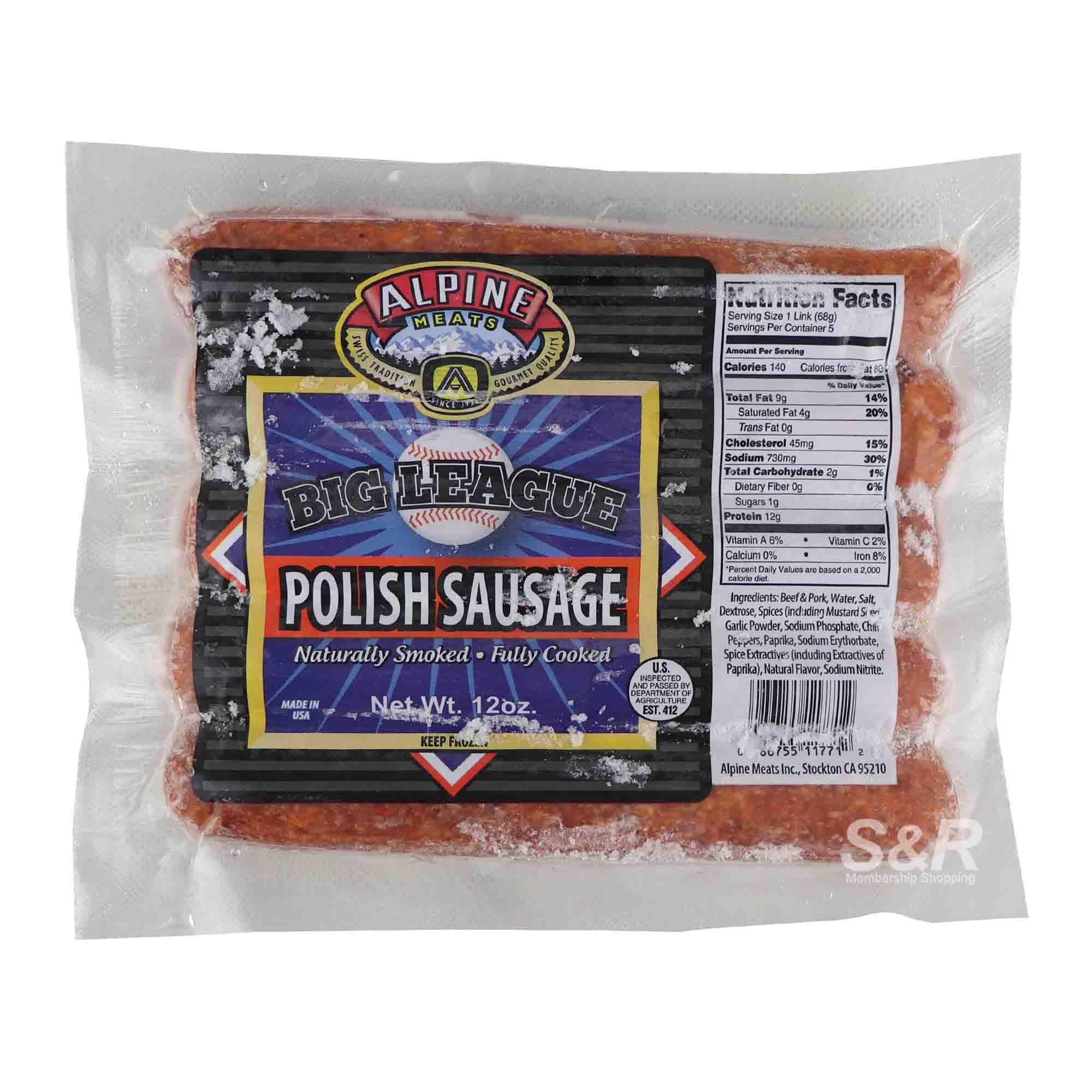 Alpine Meats Big League Polish Sausage 340g Alpine Meats Big League Polish Sausage 340g